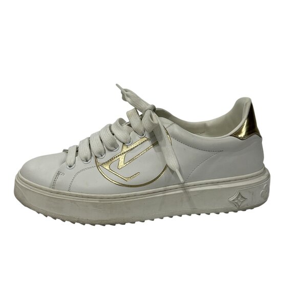 $1590 Louis Vuitton white Time-Out sneakers size 8.5 / 38.5 - Picture 1 of 7